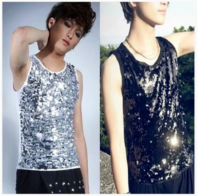 Fashion paillette Men costumes ds male vest top costume Men performance wear Fashion paillette Men costumes ds male vest top costume Men performance wear