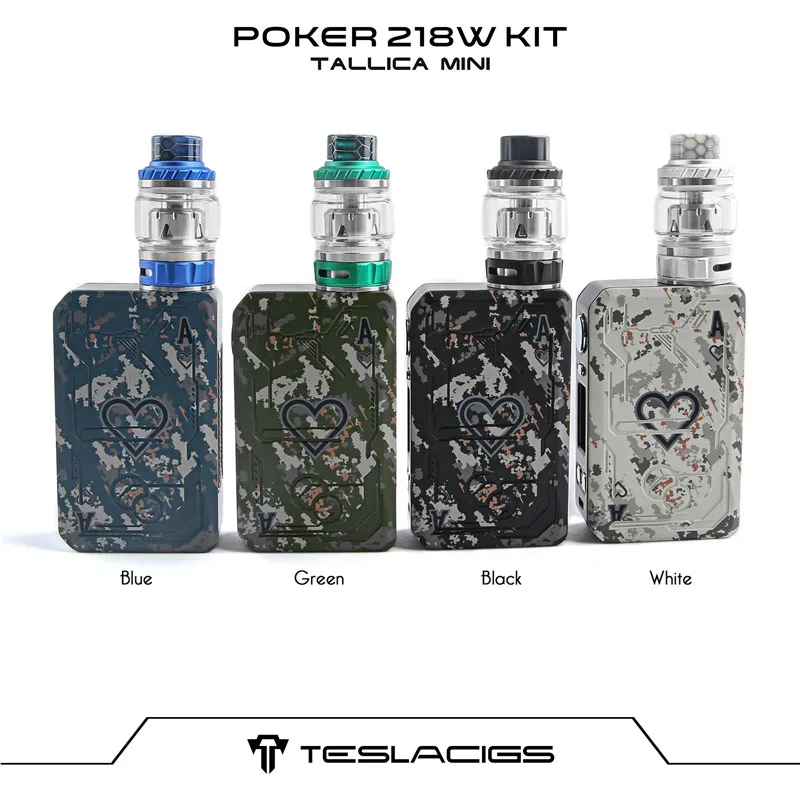 

Original Tesla Poker 218W TC Starter Kits Support Dual 18650 Battery 510 Thread E-Cigarette Vaporizer With 4ml Tallica Mini Tank