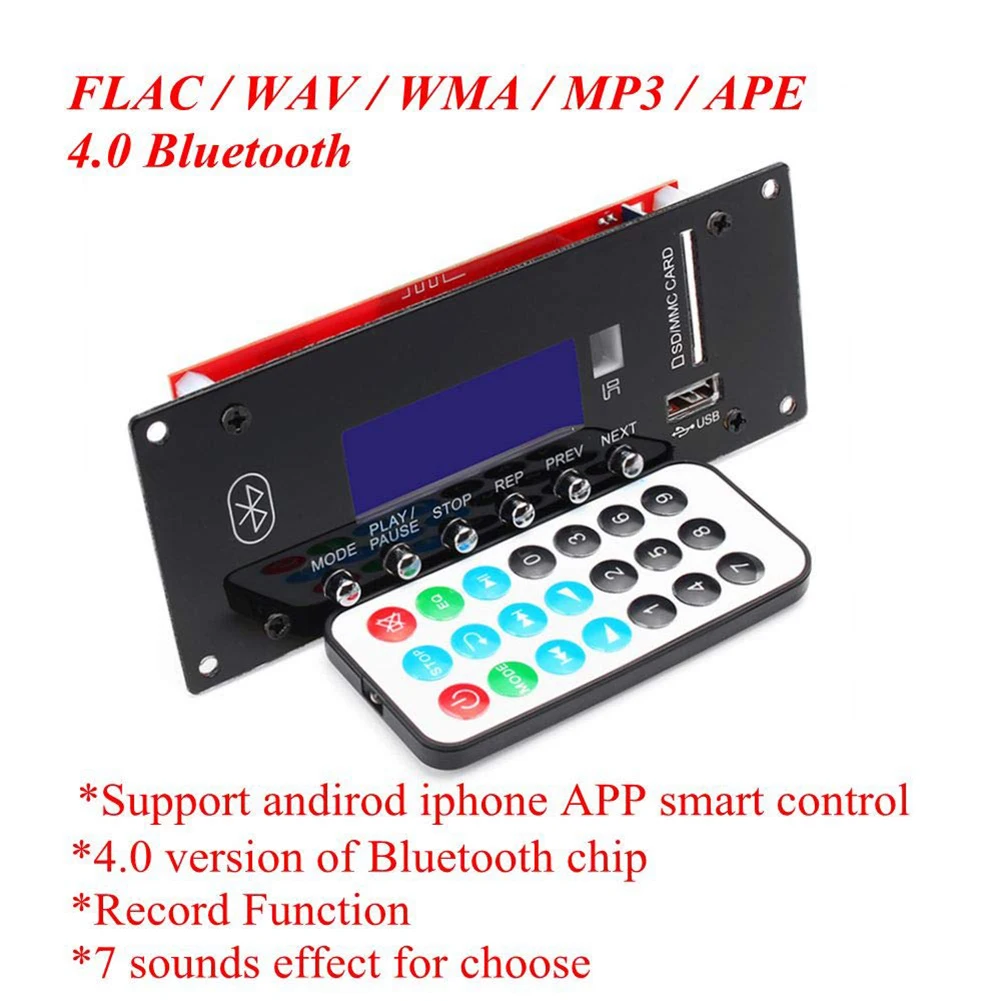 Горячая 12V беспроводной Bluetooth 4,0 MP3 аудио декодер доска радио модуль APE/FLAC/MP3/wma/wav управление приложение для автомобиля