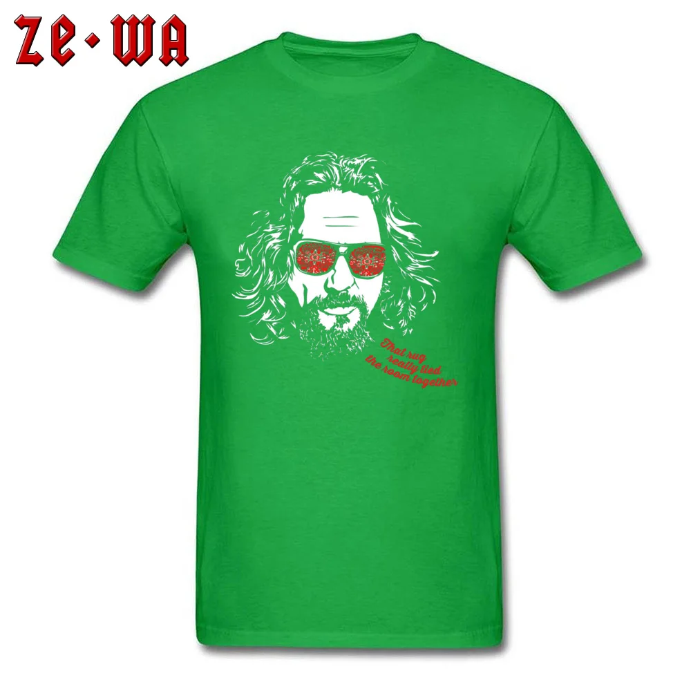 Normal Unique Tops & Tees Short Sleeve for Men 100% Cotton NEW YEAR DAY O Neck T-shirts Fitness Tight Tee Shirts Classic The Big Lebowski The Dude 1673 green