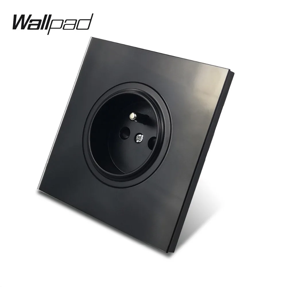 Wallpad L6 черная французская настенная розетка из закаленного стекла панель