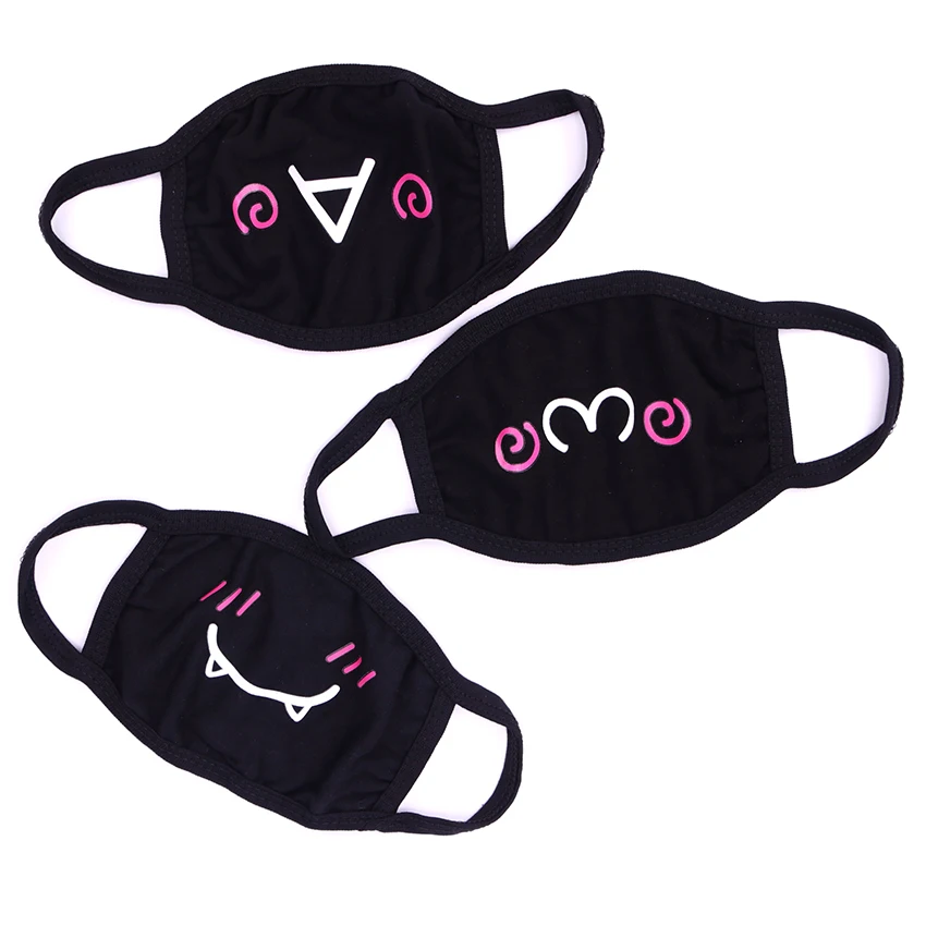

1PC Kawaii Anti Dust Mask Cotton Mouth Mask Cute Anime Cartoon Mouth Mask Personality Black Facial Protection Fashion Masks
