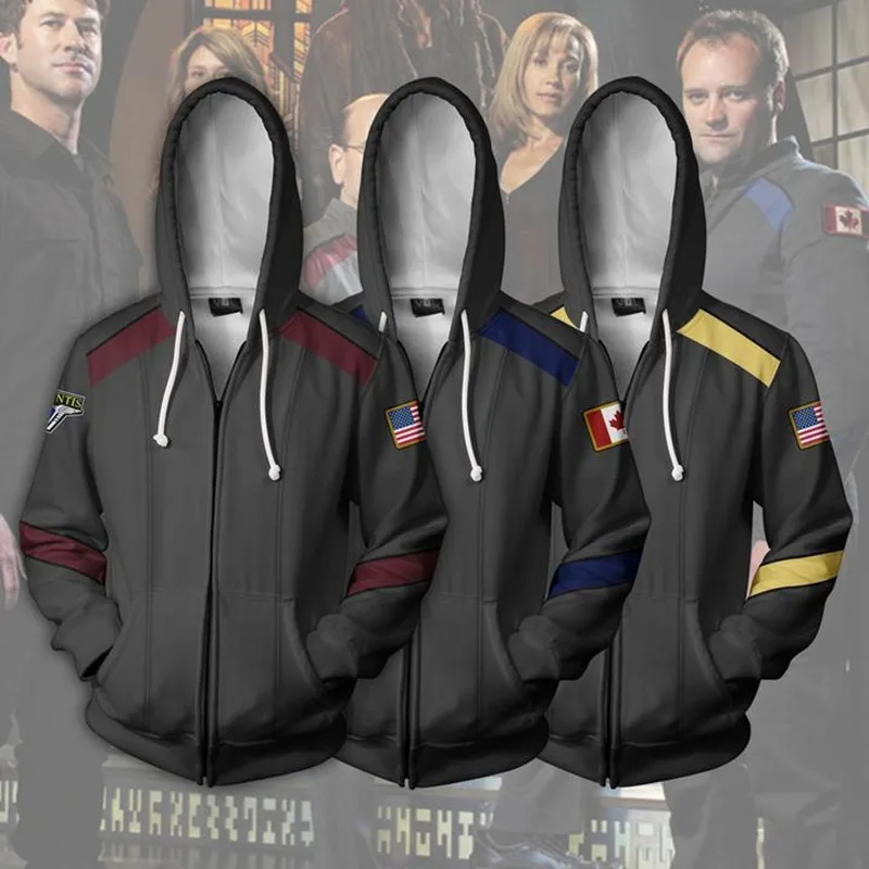 Stargate SG-1 Cosplay Costumes Sweatshirt zipper Hoodie Warrior Military uniforms Jackets tops Fashion Sweatshirts for men Stargate SG-1 Cosplay Costumes Sweatshirt zipper Hoodie Warrior Military uniforms Jackets tops Fashion Sweatshirts for men