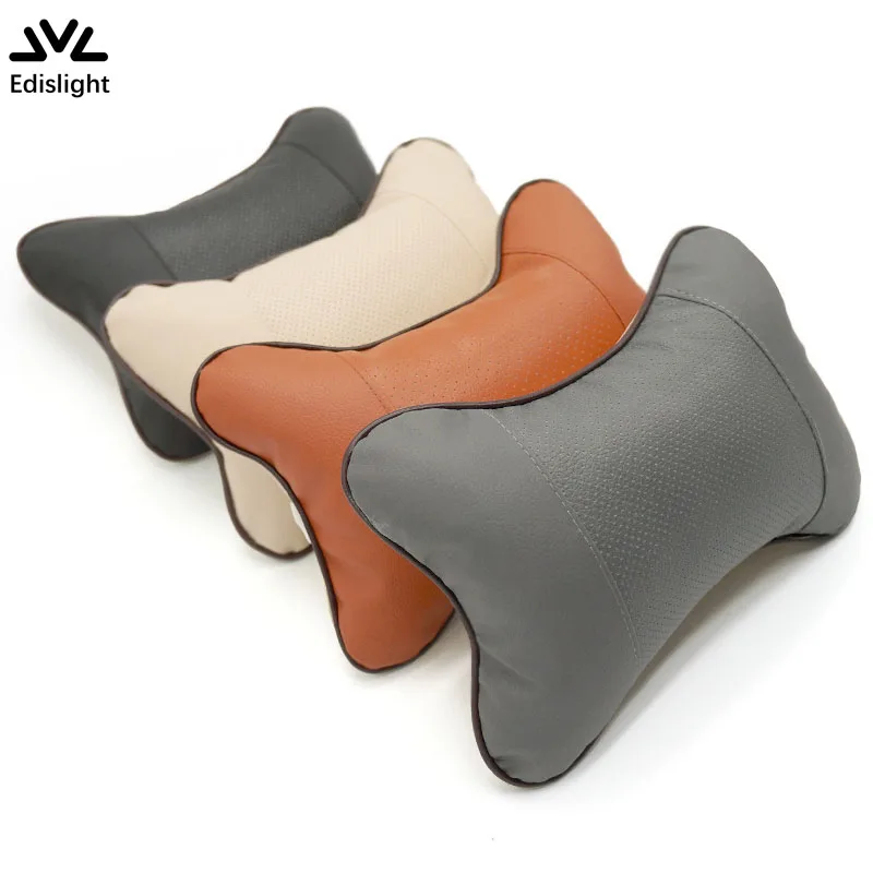 

Edislight Auto Neck Pillows PU Leather Car Headrest Neck Pillow Revolving Neck Rest Seat Headrest Cushion Pad Seat Support