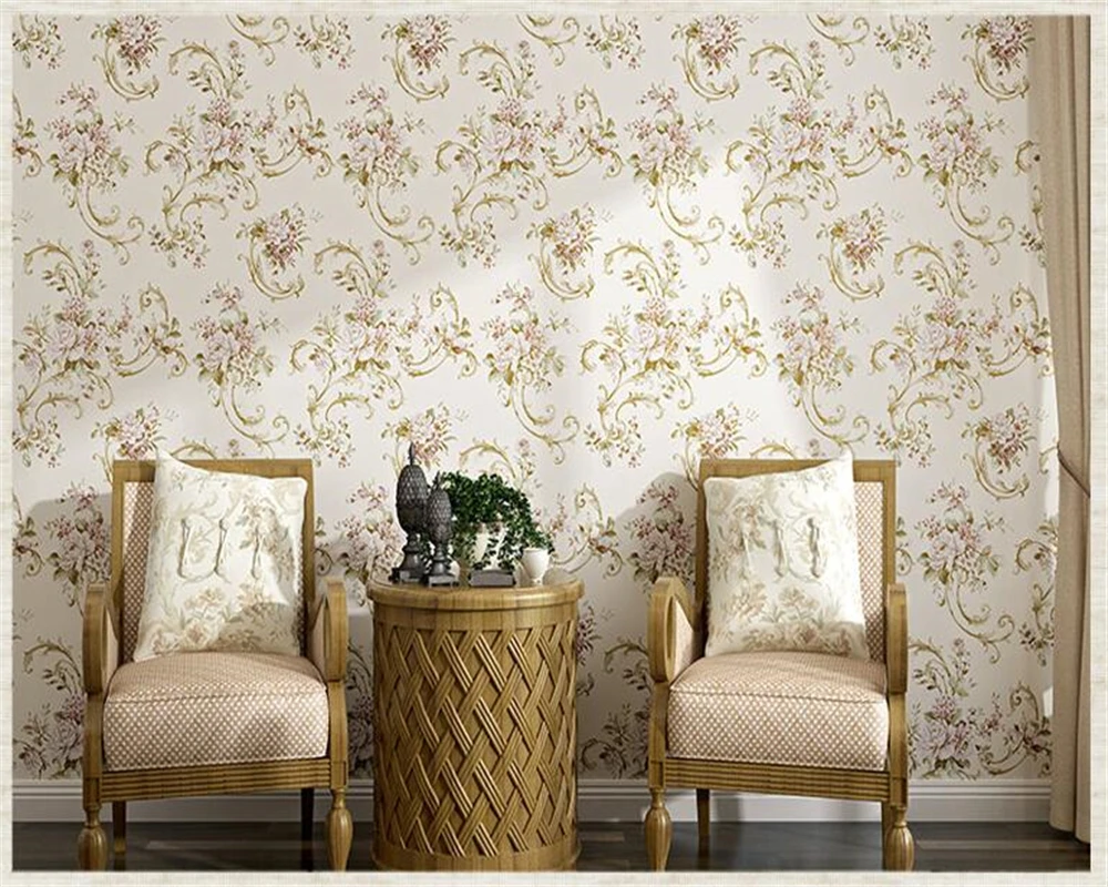 

beibehang American Village Green Nonwoven papel de parede Wall paper Pastoral Flowers Warmer Bedroom Living Room Back Wallpaper