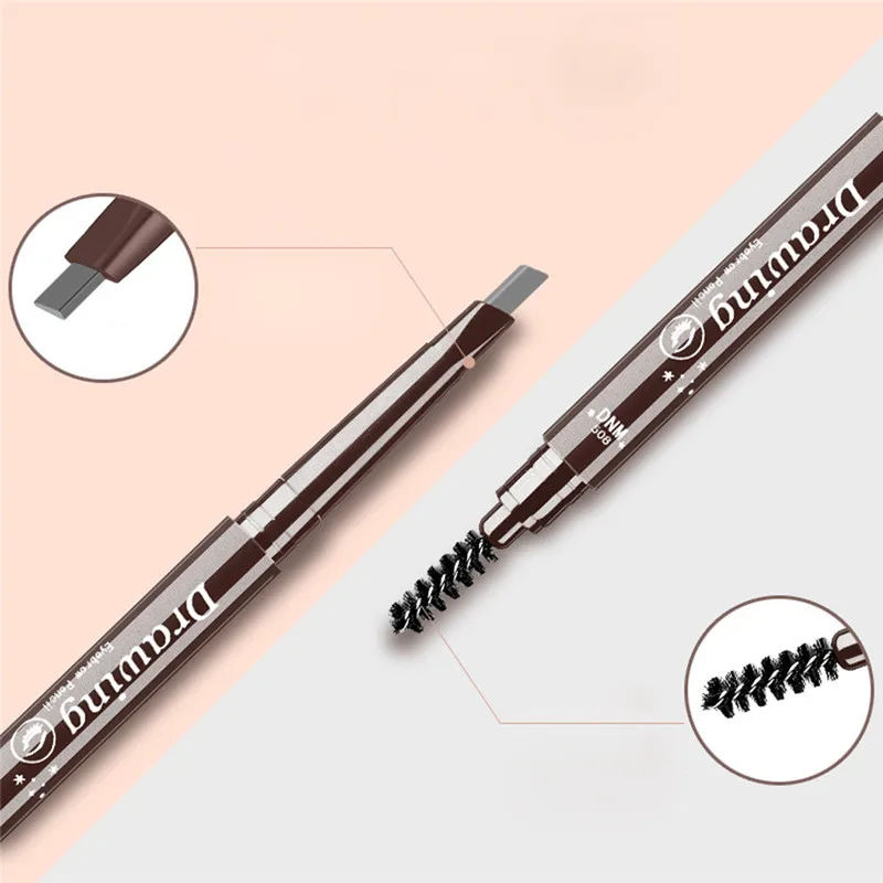 Double Ended Eyebrow Pencil Waterproof Long Lasting No Blooming Rotatable Triangle Eye Brow Tatoo Pen Eye brow Makeup Set Beauty