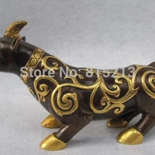 Bi001222 Королевский Дворец Чистая Бронзовый 24 К Золото Gild Фэн-Шуй Зло животных Foo Собака зверь Бог