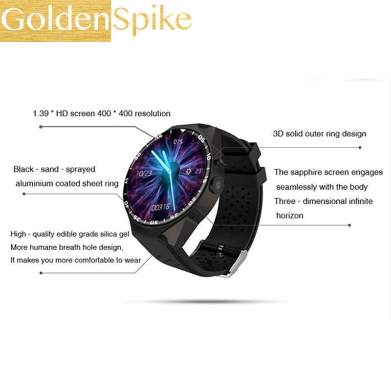 GOLDENSPIKE S99C Смарт-часы MTK6580 1 3G quad-coreAndroid 5 2MP Поддержка WiFi gps bluetooth сердечного ритма Гб +