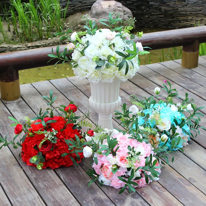 

artificial flower bouquet road guide flower ball party wedding decor diy table centerpiece rose daisy peonies leaf flower stand