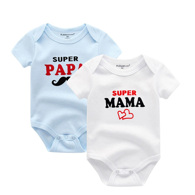 

Newborn Baby Clothes 2Pcs/Lot Short Sleeve Girl&Boys Clothing I Love Papa/Mama 100%Cotton Rompers roupas de bebe Costumes