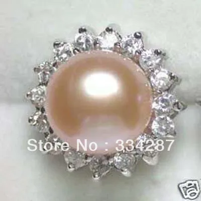 Очаровательная Женская Розовый жемчуг пресноводных кольцо 8