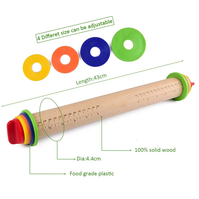TEENRA 1 шт. деревянная Скалка помадка регулируемые Скалки для теста торт Ролик Деревянная скалка для помадки торт инструменты