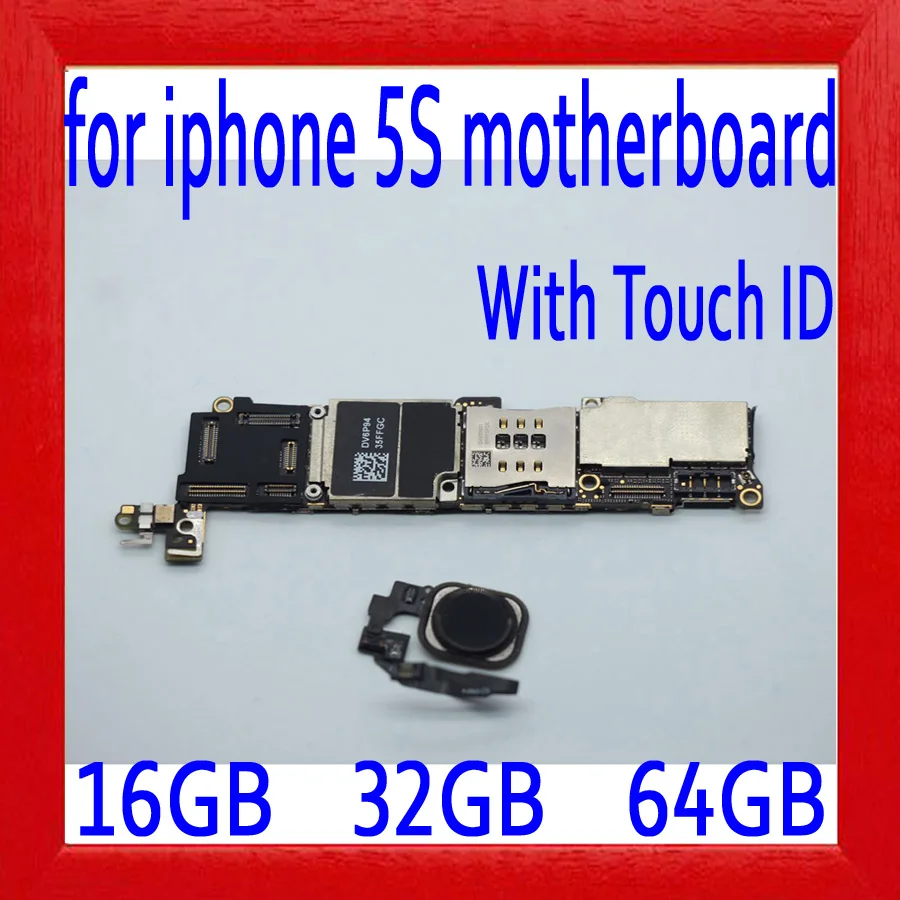 

16gb / 32gb / 64gb for iphone 5S Motherboard with Touch ID,Black / White / Gold for iphone 5S Mainboard with Chips,Good Tested
