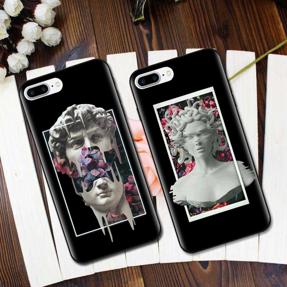 Мягкий силиконовый для iphone 7 Чехол Медуза Vaporwave глюк Книги по искусству Coque