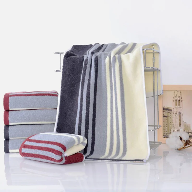 

33*73cm High Quality Cotton Soft Hand Face Towel Rectangle Towel Absorben Fashion Stripe Print Towel Blue Red Color Wholesale