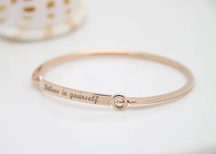 2 шт. Гравированный браслет Inspiration Believe in yourself - Окраска металла: Rose Gold