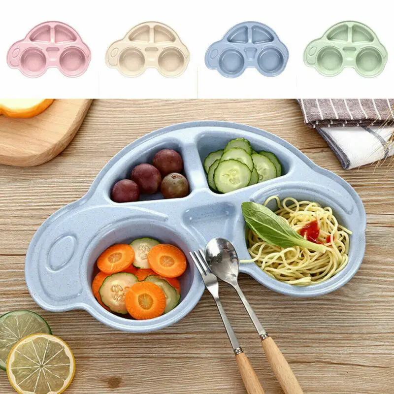 

Funny Toddler Kids Baby Cartoon Dishes Food dessert Plates Kids Car Dinnerware Tableware Tray