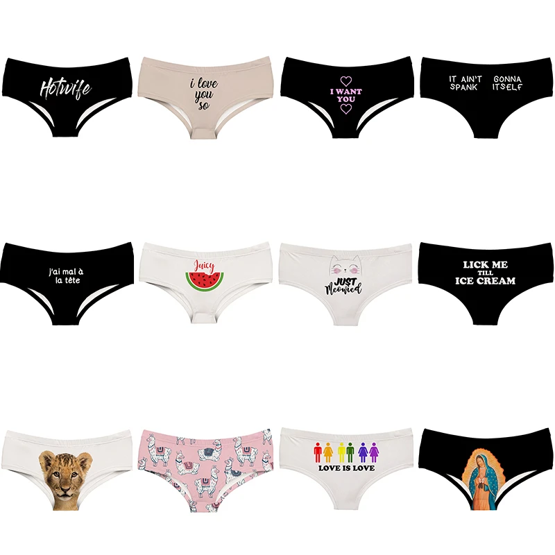

Mary Pink Llamas Sexy Hot Print Female Lingerie Thongs Briefs Underwear For Women Cute Panties For Lady
