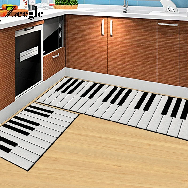 

Zeegle Piano Pattern Floor Mat Kitchen Carpet Absorb Water Mat Anti-Slip Bathroom Rug Home Decor Entrance Doormat