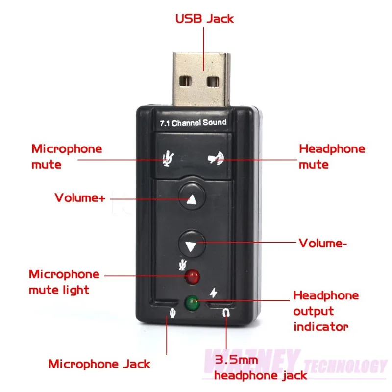 Внешний USB в 3D Аудио USB адаптер звуковой карты 7,1 канальный профессиональный микрофон гарнитура 3,5 мм для Win XP/78 Android Linux