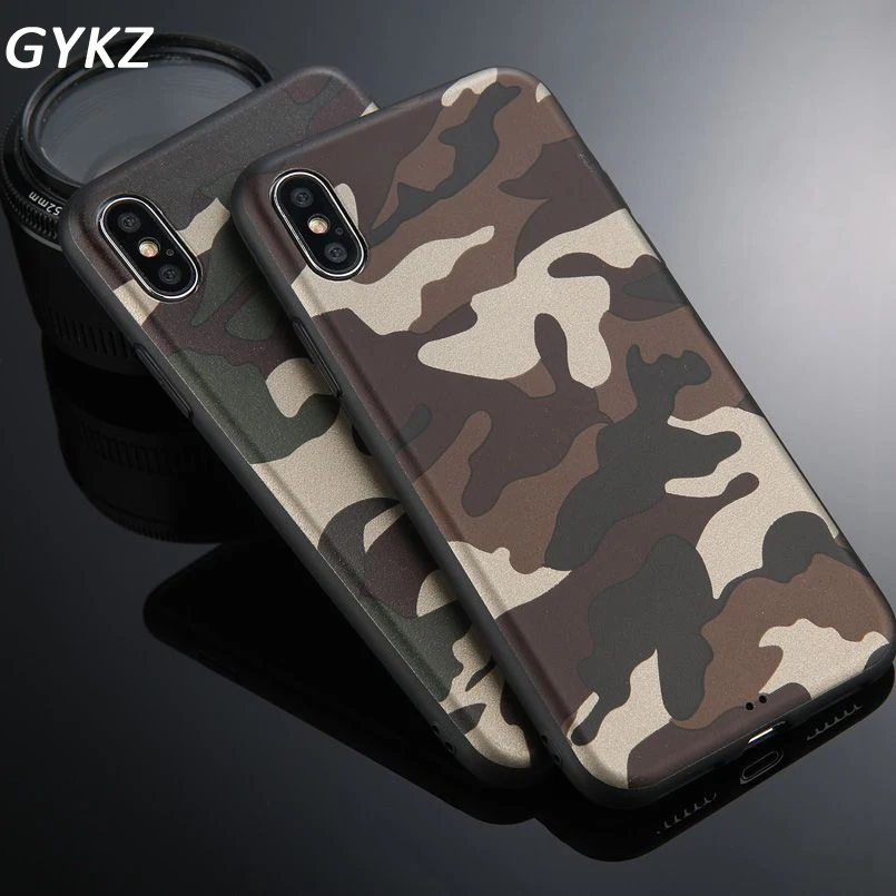 

GYKZ Military Camouflage Phone Cases For iphone X 7 8 6 6s Plus TPU Soft Back Cover For iPhone 7 6 6s Plus Shockproof Coque