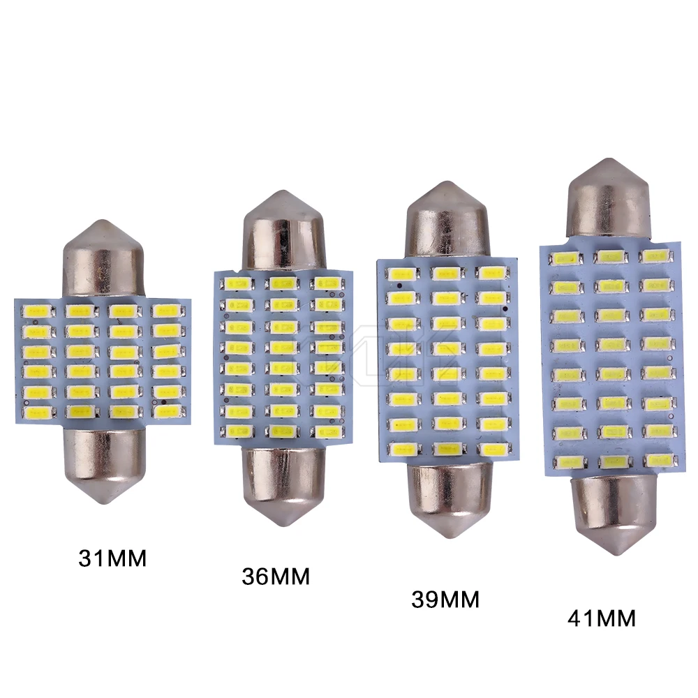 500 шт./лот Автомобильная лампочка для салона авто гирлянда 24smd 3014 led 31 мм/36 мм/39 мм/41 мм гирлянда светодиодная лампа-купол лампа 12 В