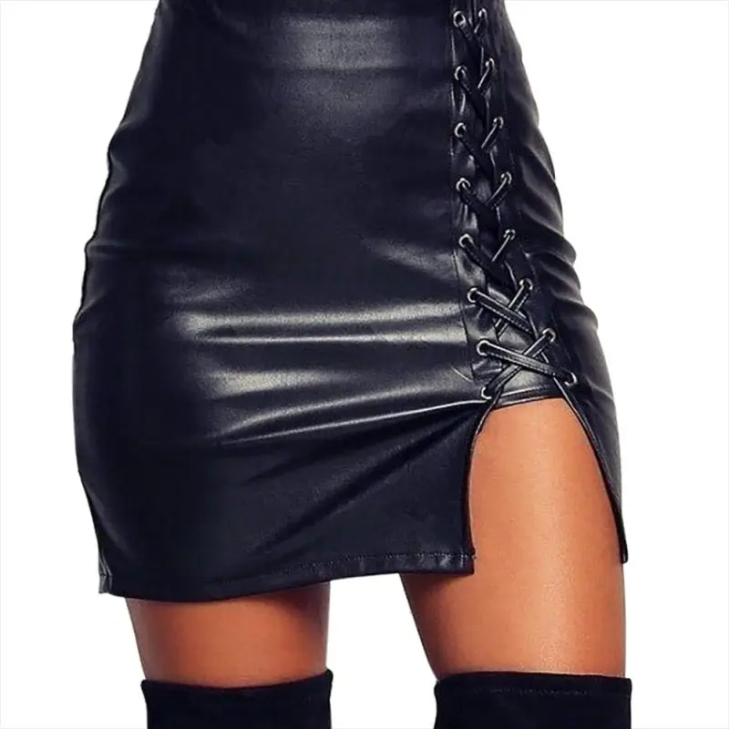 Women Summer Elegant Lace Up PU Skirt Lady Sexy Leather Skirt Women Fashion High Waist Black Skinny Skirts Large Size Women Summer Elegant Lace Up PU Skirt Lady Sexy Leather Skirt Women Fashion High Waist Black Skinny Skirts Large Size