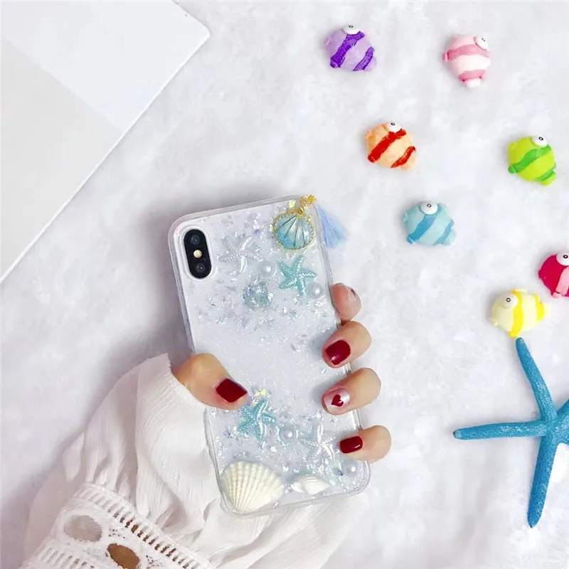 Чехол DIS Модный Блестящий Dreamy Shell шаблон чехол для телефона iphone XS MAX XR X 7 8 6 6s plus