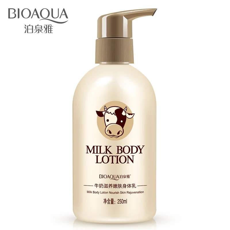 Bioaqua 250ml Milk Body Lotion Deep Moisturizing Skin Whitening Hydrating Anti-Aging Nourishing Firming Repairing Body Cream body lotion body scrub moisturizer organic goat milk glycerin skin care lift firming ageless whitening hydration body cream