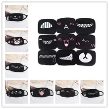 Новинка, 1 шт., унисекс, мультяшная забавная маска для рта, черная хлопковая полуантибактериальная маска для рта, милые зимние теплые маски, разные стили