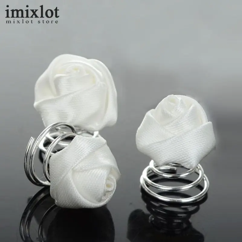 Imixlot 24 шт./лот принцесса белая роза цветок Заколки для волос swirl спиральные