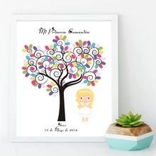 Запатентованное пользовательское имя, дата, Мое Первое Святое Причастие, DIY отпечаток пальца гость знак книга, девочки и мальчики ребенок Ablution подарок на день рождения