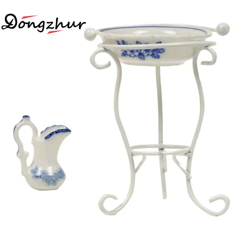 

Dongzhur Miniaturas 1:12 Dollhouse Furniture Iron Wash Basin And Kettle Mini Home Decoration Doll House Accessories Toy Dropship