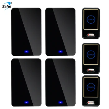 

Saful Waterproof Wireless doorbell Touch Button Doorbell with 3 Outdoor Transmitter + 4 Indoor Wireless Doorbell Receiver