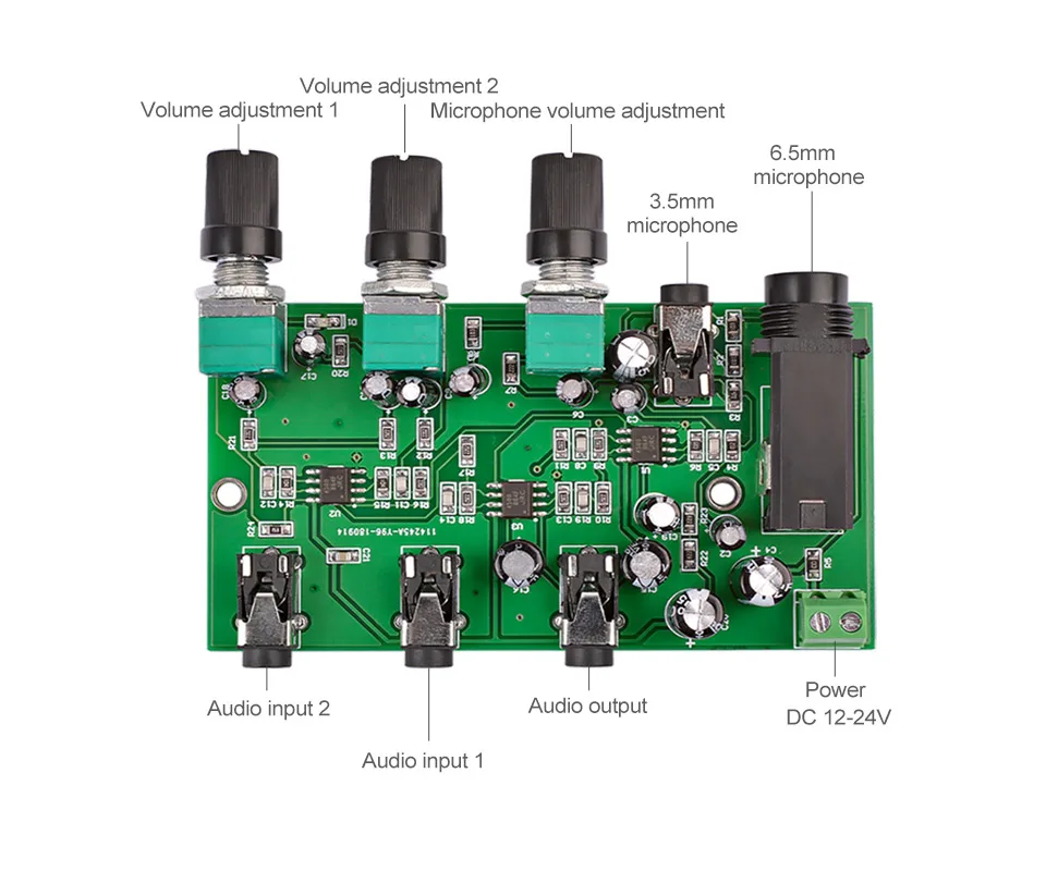 AIYIMA 2Way музыкальный предусилитель Micophone усилитель доска Караоке Смешивание усиления компьютер аудио сигнальный микшер доска DC 12-24