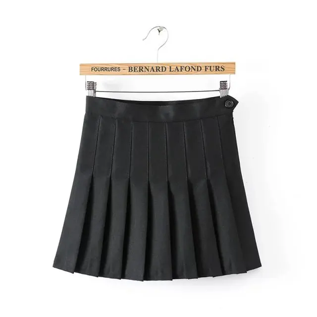 Aelegantmis, серая, черная, трапециевидная, высокая талия, мини, плиссированная юбка, для женщин, летняя, хит, короткие юбки - Цвет: black