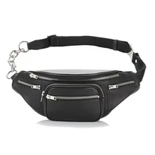 Модная качественная поясная сумка из искусственной кожи с металлической пуговицей и цепочкой Bananka, противоугонная женская сумка для прогулок и покупок, поясная сумка