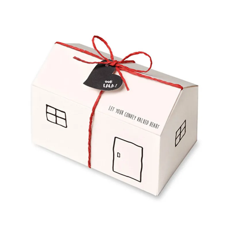 10 шт./лот, милые коробки для конфет в форме маленького дома для детского душа, упаковка для выпечки кондитерских изделий, белая Подарочная коробка для конфет для свадебной вечеринки - Цвет: Белый