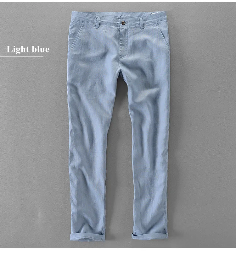 100% Quality Pure Linen Casual Pants Men Brand Long Trousers Men Business Fashion Pants For Men Pantalones Pantaloni Un Pantalon casual pants for men
