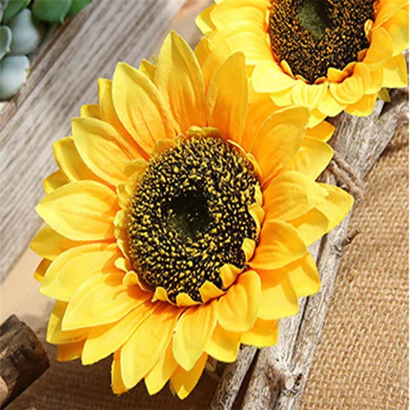 Artificial Flowers Silk Fake Sunflowers Flower Heads Bouquet Floral Garden Home Decor Cheap Flowers New arrival #3n07#F (12)