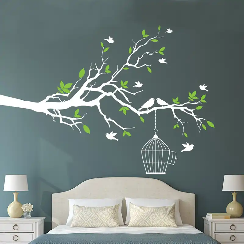 Decals Design Tree With Birds And Cages Wall Sticker deep cool