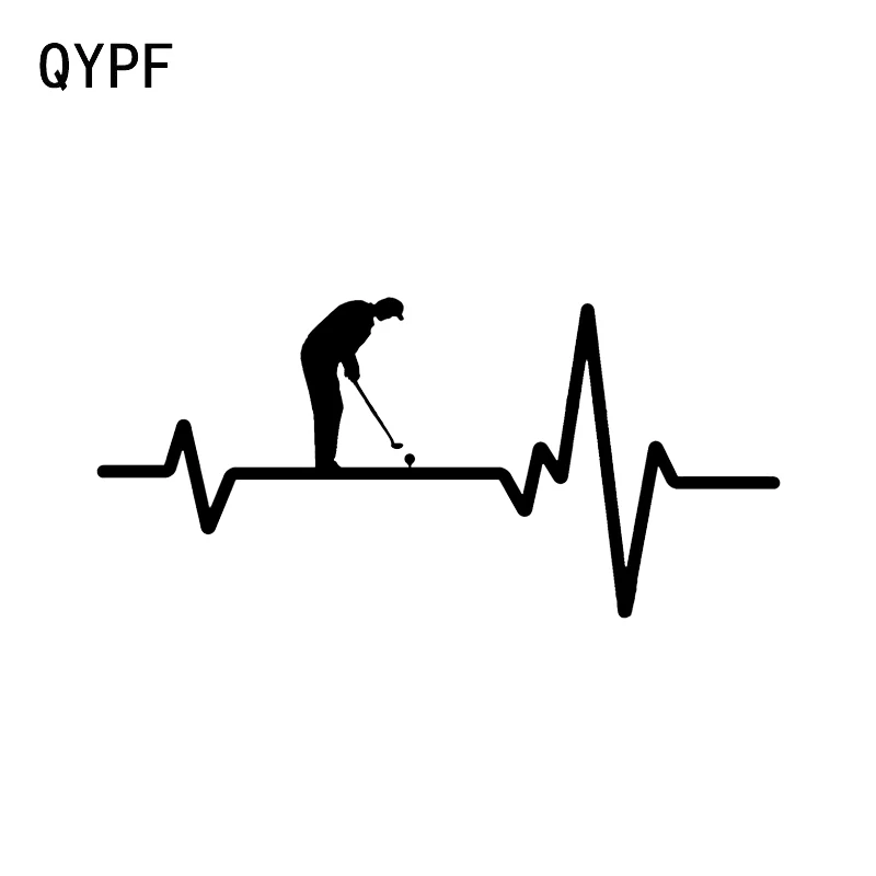 

QYPF 17,1*8 см, таинственный электрокардиограмма, декор для гольфа, спортивный автомобильный стикер, виниловые аксессуары, силуэт, мотоциклетные наклейки, фотография
