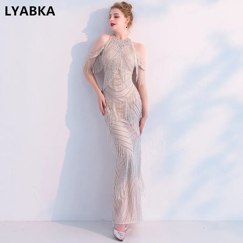 

Kaftan Grey Mermaid Evening Dress Elegant Vestido De Festa O-Neck Evening Dresses Long Dress 2019 Robe De Soiree Formal Dress