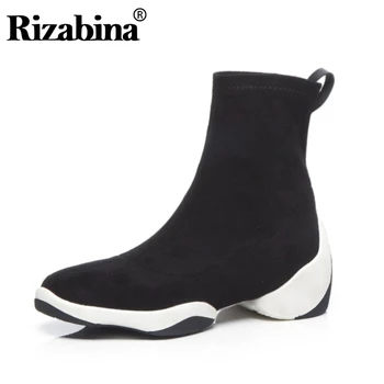 

RIZABINA Woman Comfortable Daily Casual Stretch Boots Thick Bottom Dating Fashion Soft Ankle Boots Lightweight Size 35-40