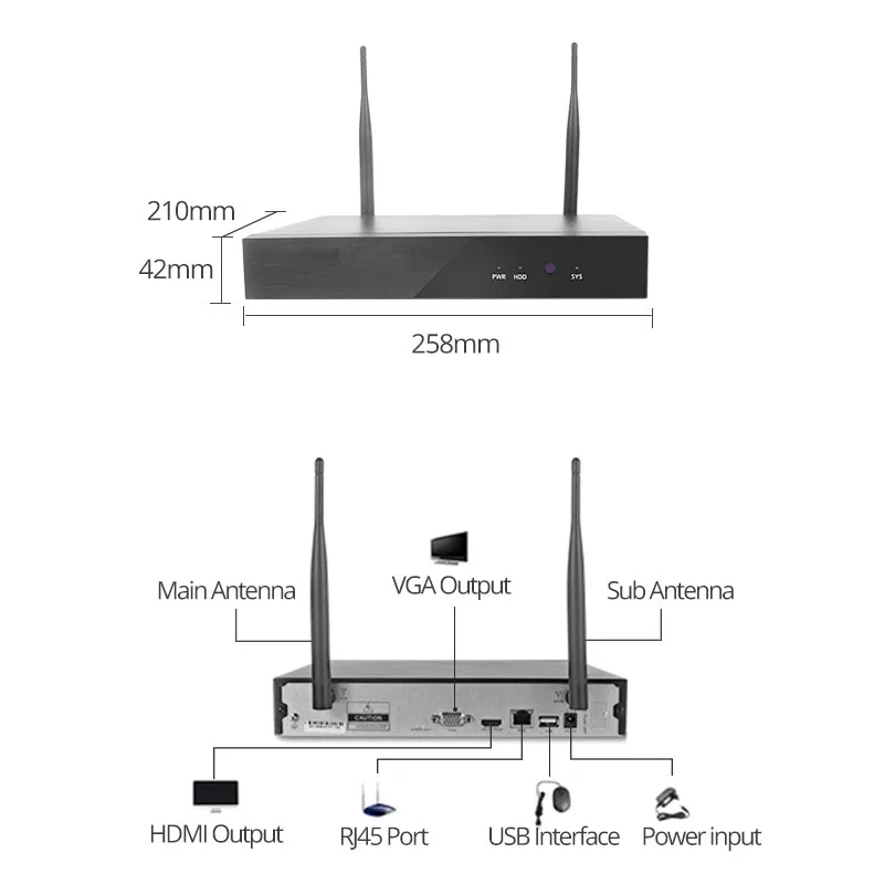 Wheezan CCTV система безопасности камеры Беспроводной NVR комплект 1080P 8CH домашний HDD wifi