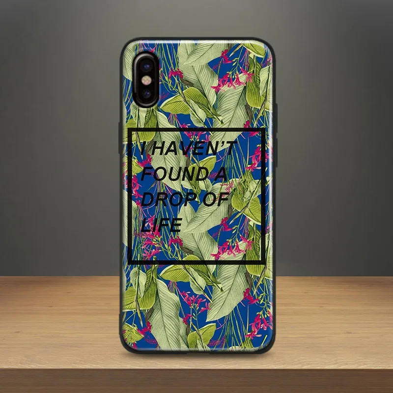 

Tropical flower leaves quotes Soft Silicone Phone Case Cover Shell For Apple iPhone 5 5s Se 6 6s 7 8 Plus X XR XS MAX