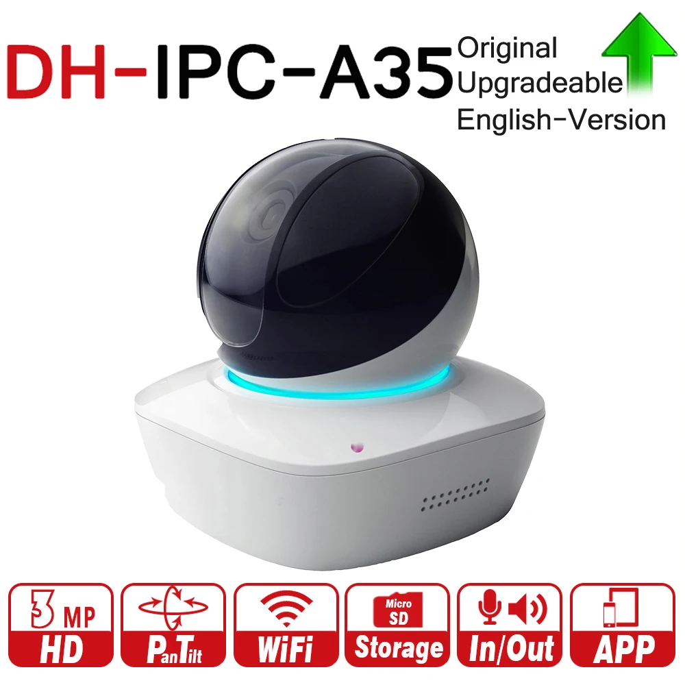 

DH IPC-A35 3MP A Series Wi-Fi Network PT Camera 355/90 Degrees Pan/Tilt Two-way Audio Night Vision Memory Card Local Storage