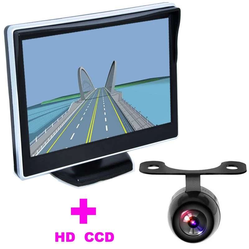 5 TFT LCD Car Monitor 2 in 1 Auto Parking Assistance System Universal Car Rearview font