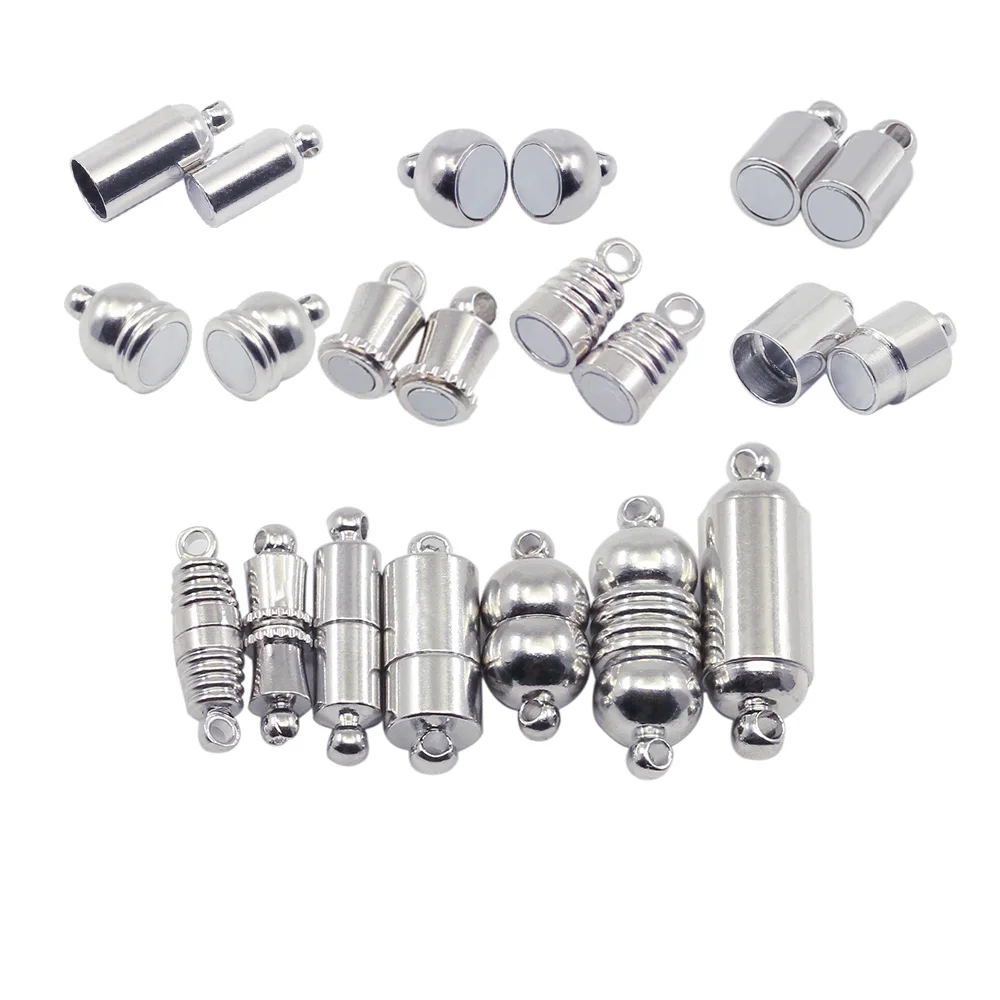 

10pcs/lot Silver Magnetic Clasps Stainless Steel Connector Fit Leather Cord Necklace Bracelet Connectors For DIY Jewelry Making