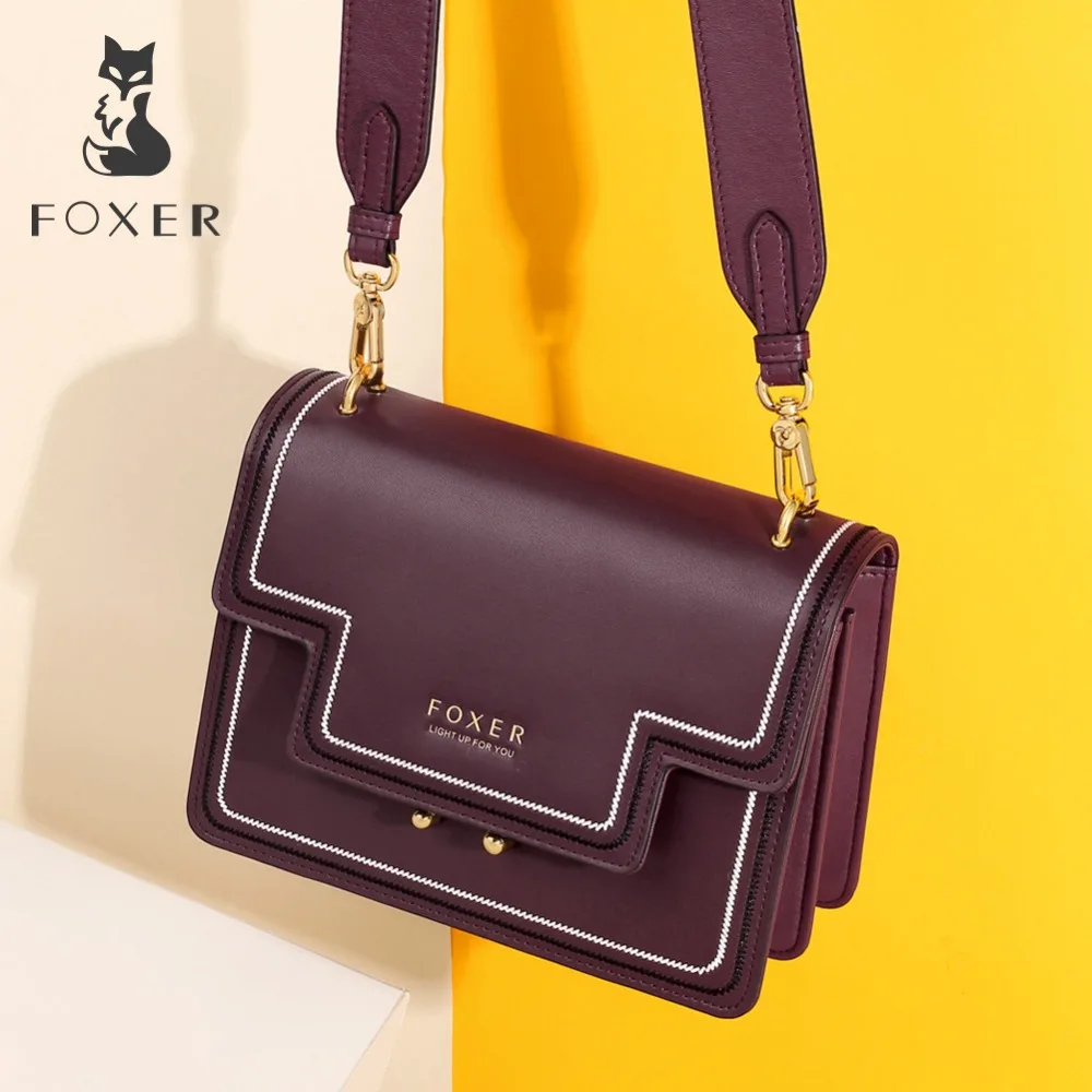 

FOXER Brand 2019 Female Large Capacity Luxury Soft Messenger Bags Split Leather Stylish Women Shoulder Bags Valentine's Day Gift